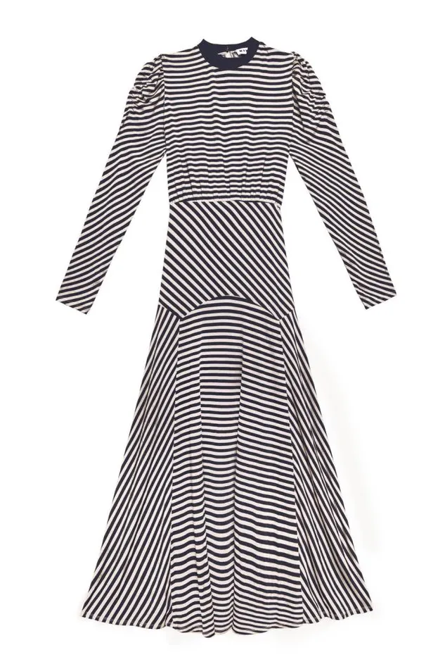 Rixo Dresses Women Cerise Jersey Midi Dress Riviera Stripe Navy