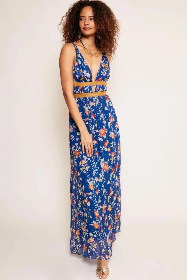 Rixo Dresses Women Charlotte Maxi Dress Waterblossom Indigo