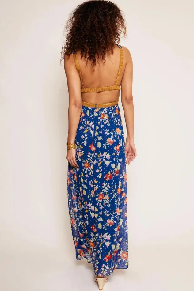 Rixo Dresses Women Charlotte Maxi Dress Waterblossom Indigo