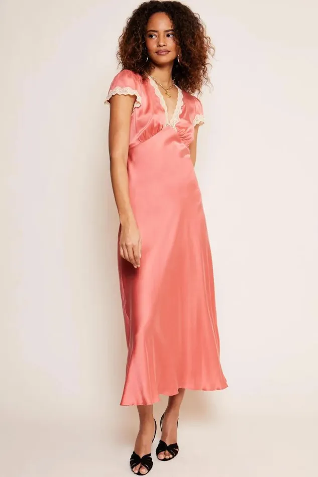 Rixo Dresses Women Clarice Midi Dress Coral