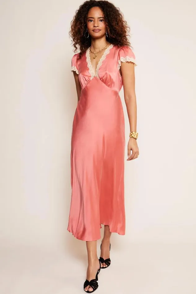 Rixo Dresses Women Clarice Midi Dress Coral