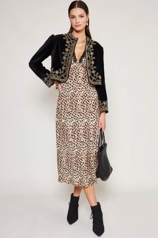 Rixo Dresses Women Clarice Midi Dress Leopard Fields Brown