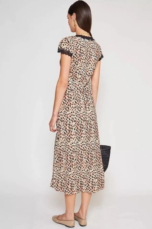 Rixo Dresses Women Clarice Midi Dress Leopard Fields Brown