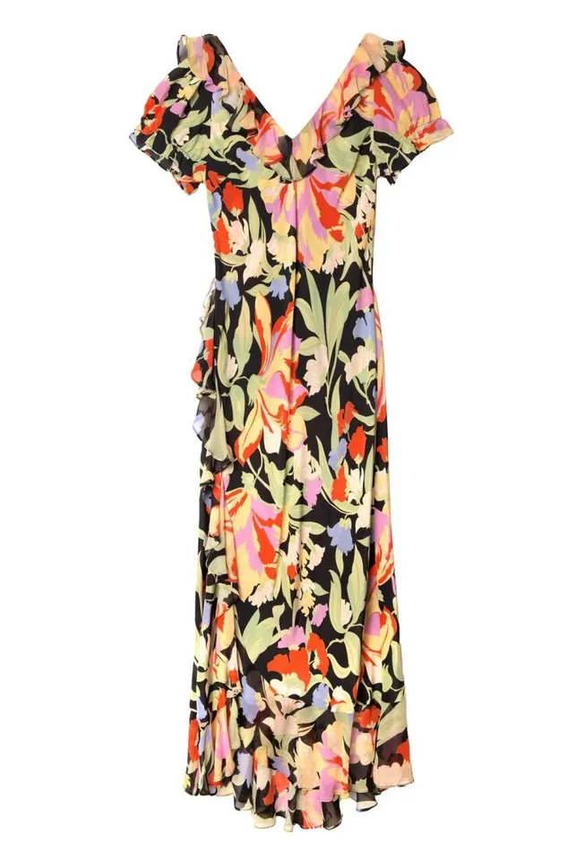 Rixo Dresses Women Clementina Silk Dress Cece Floral Black