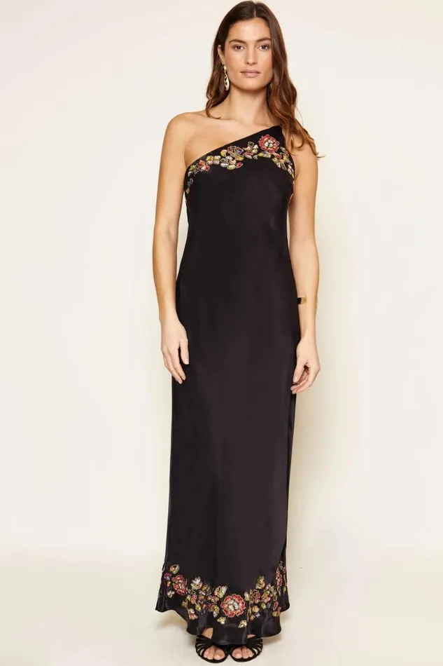 Rixo Dresses Women Doutzen Embellished Gown Waterblossom Embellishment Black