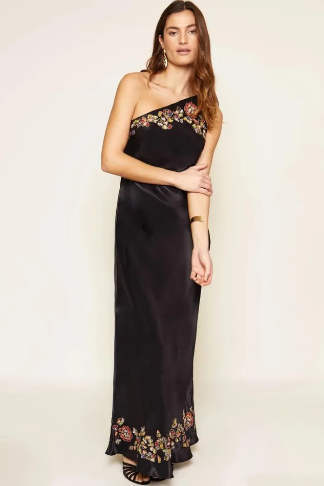 Rixo Dresses Women Doutzen Embellished Gown Waterblossom Embellishment Black