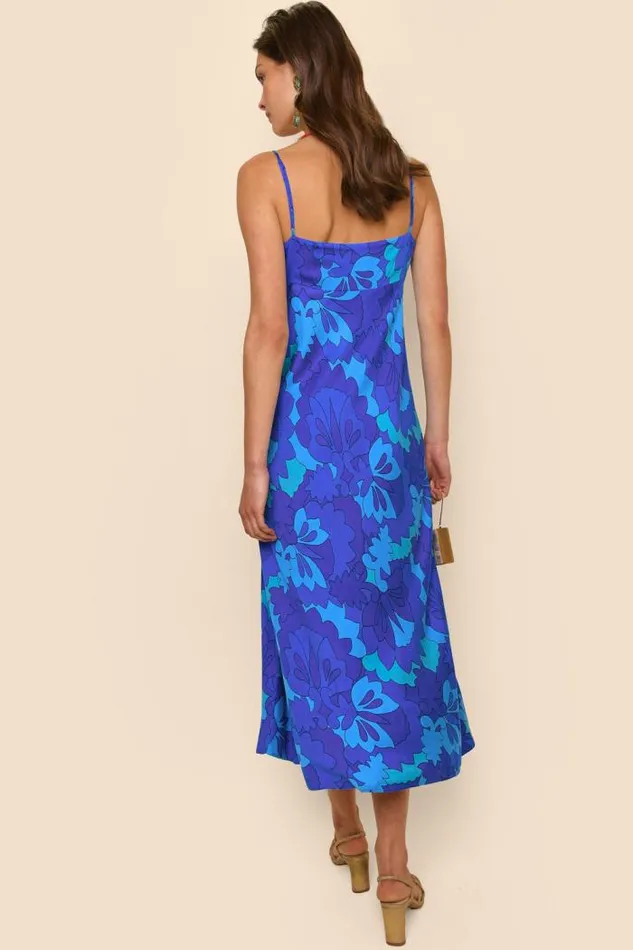 Rixo Dresses Women Dulcia Midi Dress Looking Glass Blue