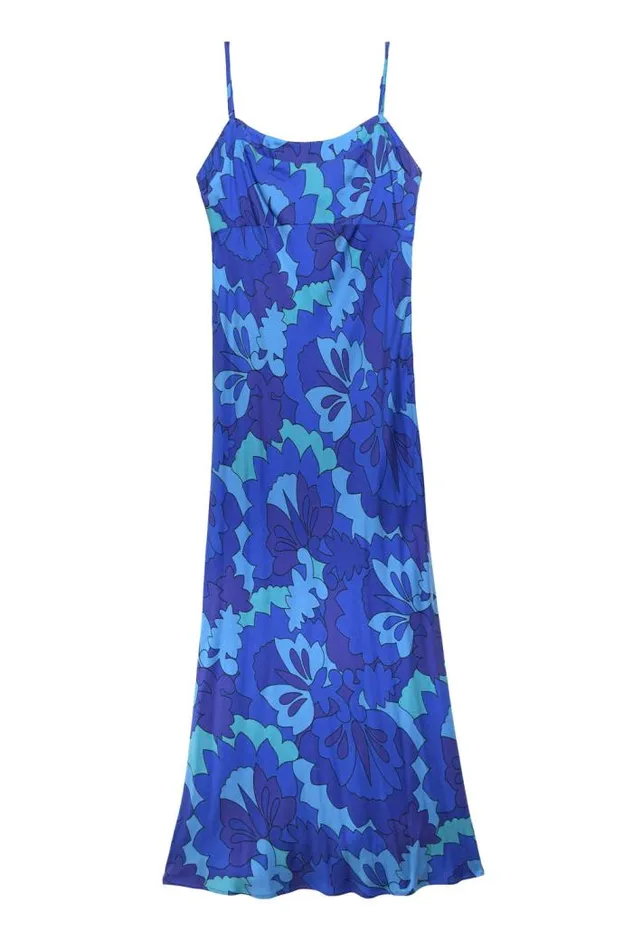 Rixo Dresses Women Dulcia Midi Dress Looking Glass Blue