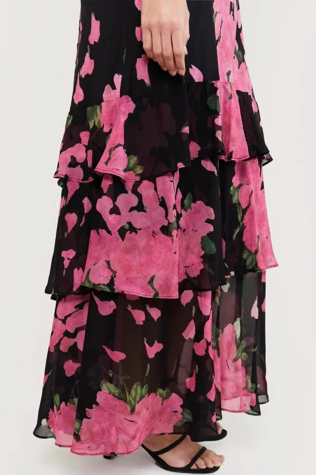 Rixo Dresses Women Evelyn Tiered Midi Dress Blossom Pink
