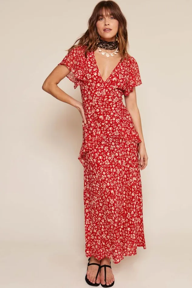 Rixo Dresses Women Evie Midi Dress Amelie Floral Red