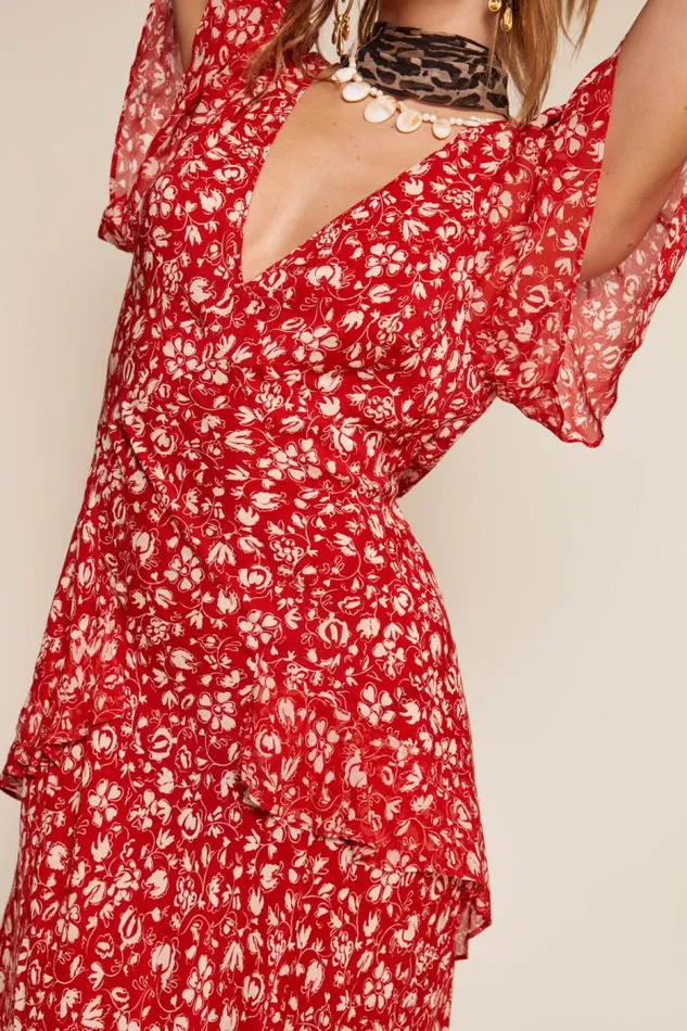Rixo Dresses Women Evie Midi Dress Amelie Floral Red