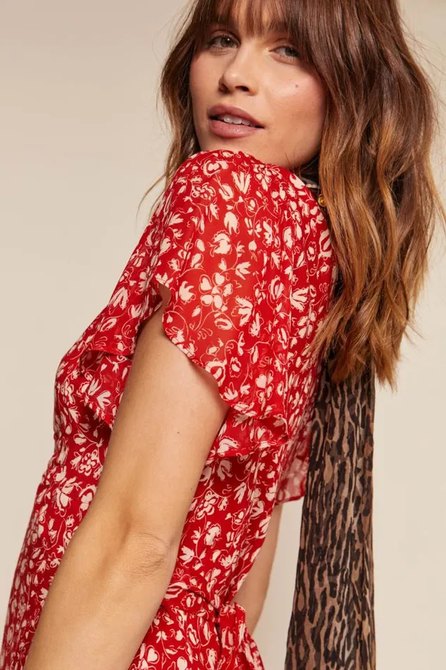 Rixo Dresses Women Evie Midi Dress Amelie Floral Red