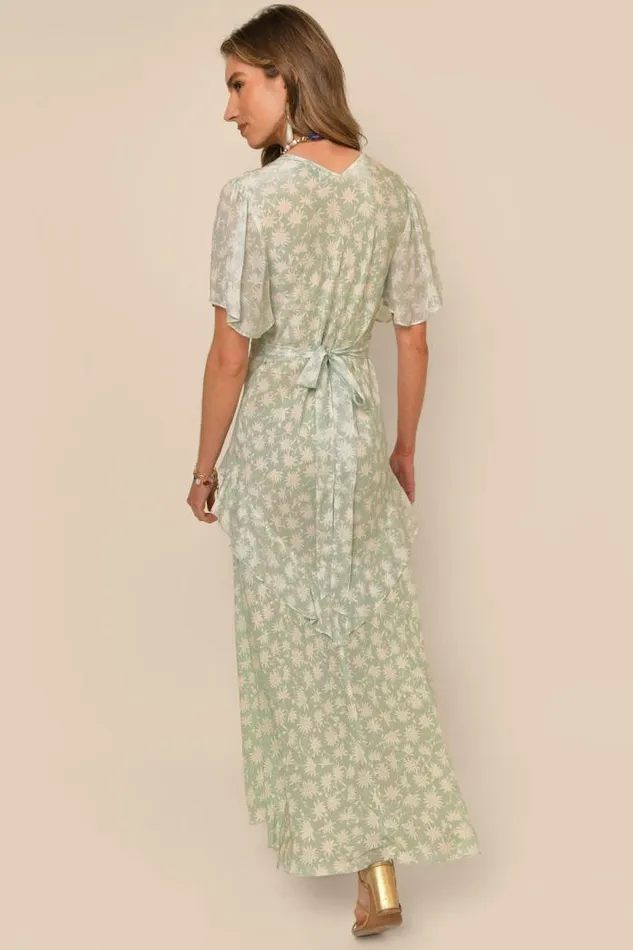 Rixo Dresses Women Evie Silk Midi Dress Vintage Daisy Green