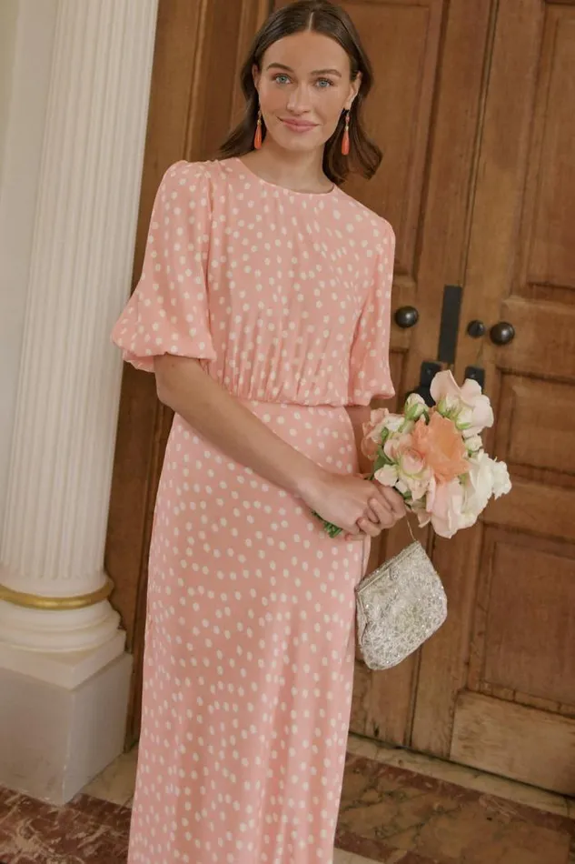 Rixo Dresses Women Flavia Midi Dress Marilyn Spot Pink
