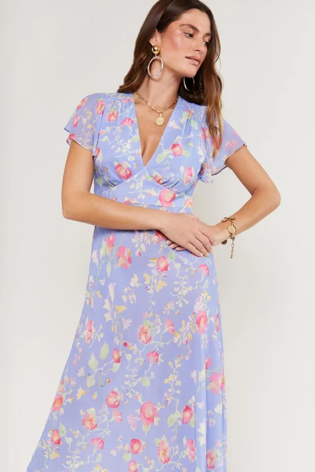 Rixo Dresses Women Florida Midi Dress Waterblossom Provence