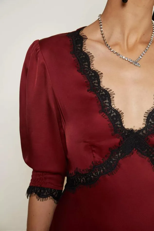 Rixo Dresses Women Gabrielle Backless Dress Crimson Red