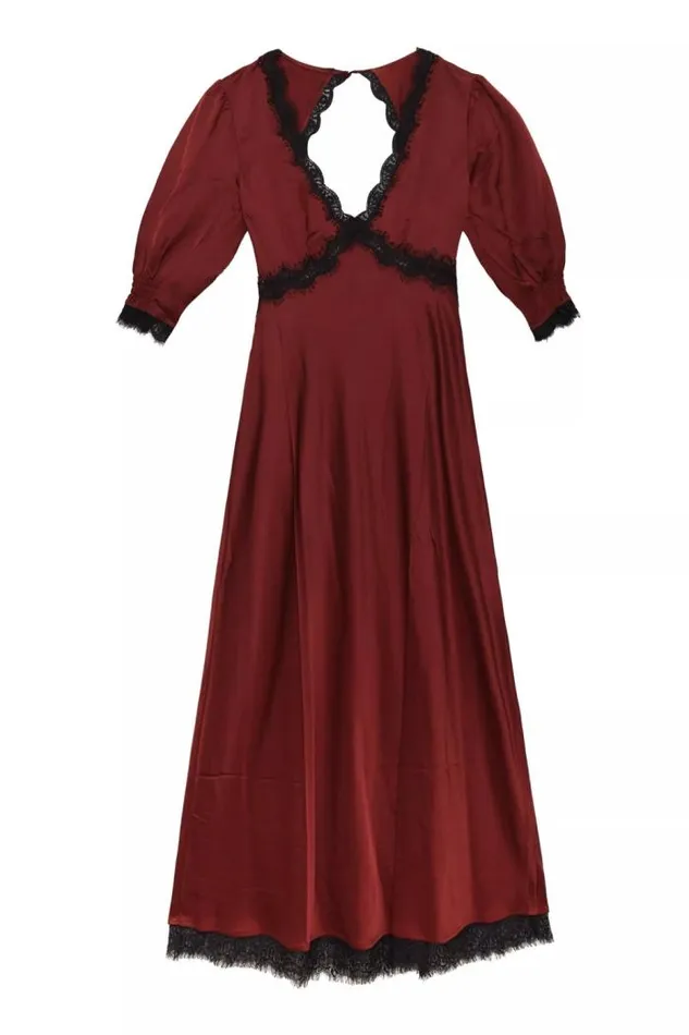 Rixo Dresses Women Gabrielle Backless Dress Crimson Red
