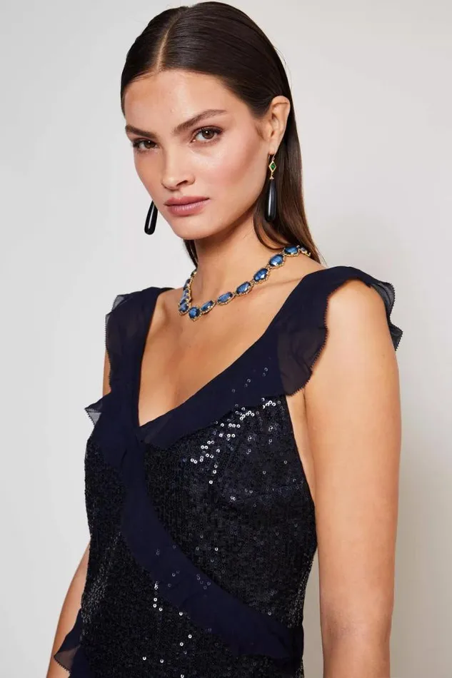 Rixo Dresses Women Gail Backless Midi Dress Embellishment Navy