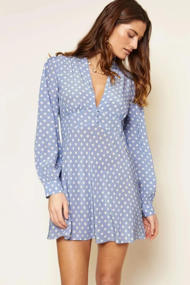 Rixo Dresses Women Hebe Silk Mini Dress Runway Spot Cornflower