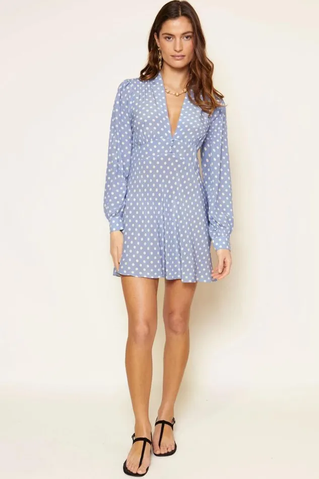 Rixo Dresses Women Hebe Silk Mini Dress Runway Spot Cornflower
