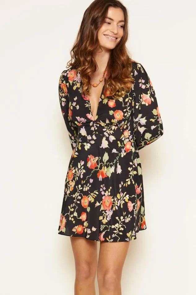 Rixo Dresses Women Hebe Silk Mini Dress Waterblossom Noir
