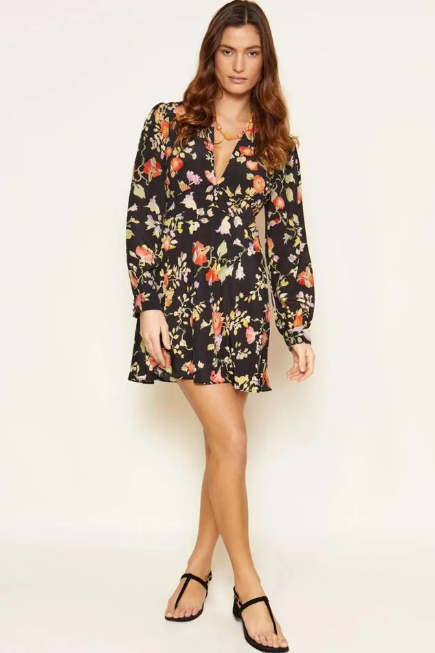 Rixo Dresses Women Hebe Silk Mini Dress Waterblossom Noir