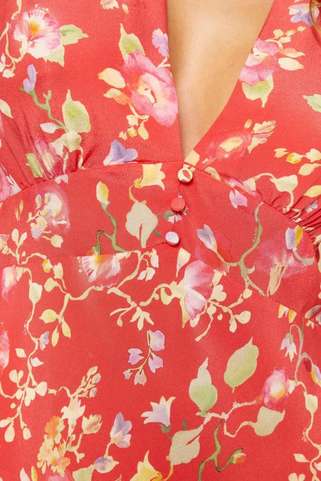 Rixo Dresses Women Hebe Silk Mini Dress Waterblossom Red
