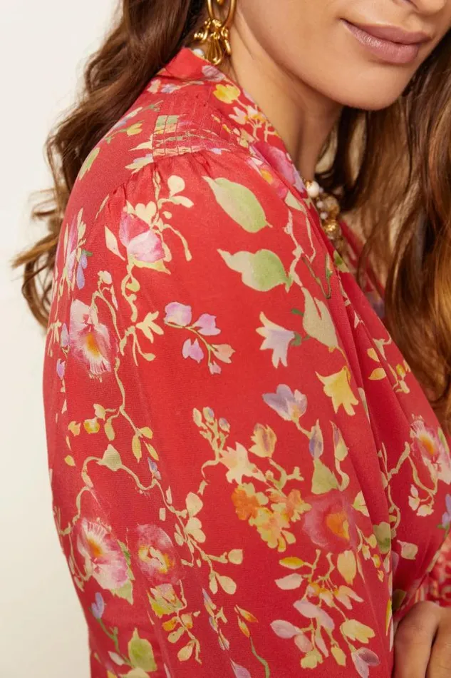 Rixo Dresses Women Hebe Silk Mini Dress Waterblossom Red