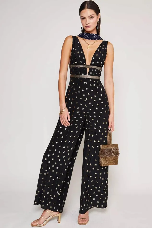Rixo Dresses Women Hollywood Jumpsuit Mini Star Black Gold