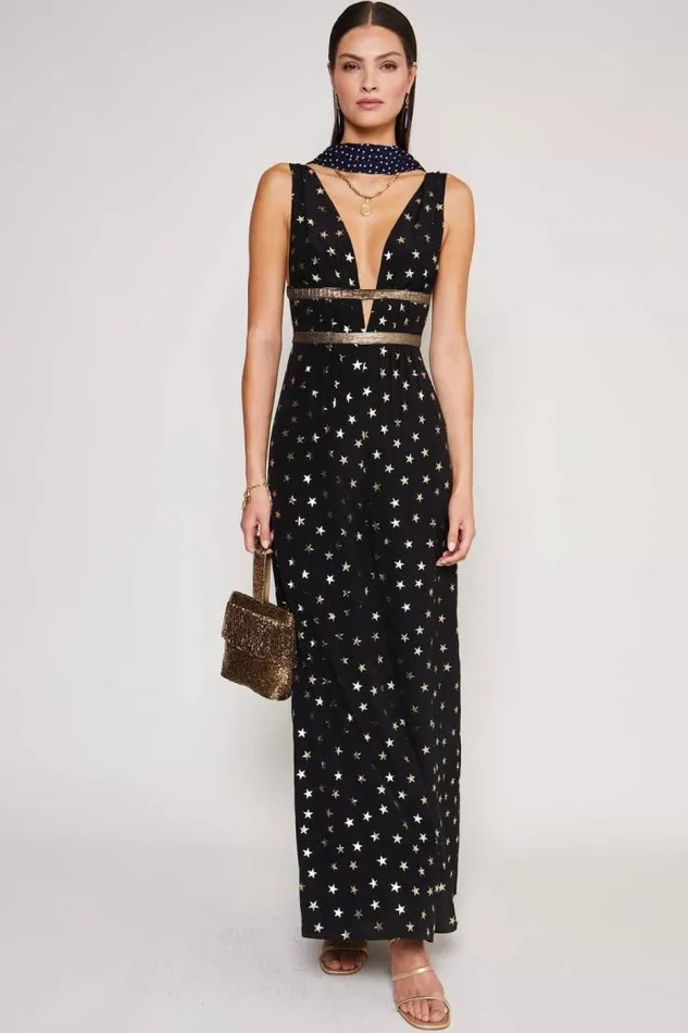 Rixo Dresses Women Hollywood Jumpsuit Mini Star Black Gold
