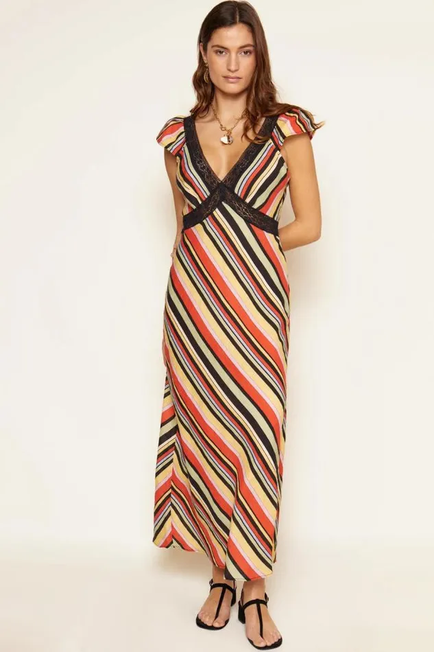 Rixo Dresses Women Iggy Midi Dress Sorento Stripe Multi