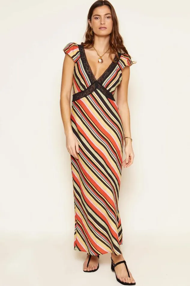 Rixo Dresses Women Iggy Midi Dress Sorento Stripe Multi