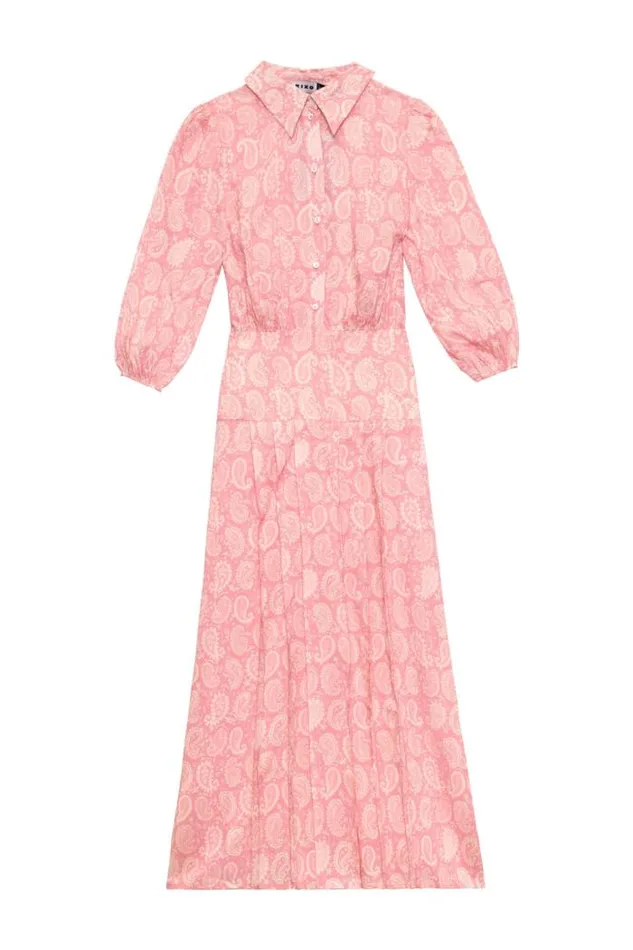 Rixo Dresses Women Izzy Paisley Shirt Dress Paisley Stamp Pink