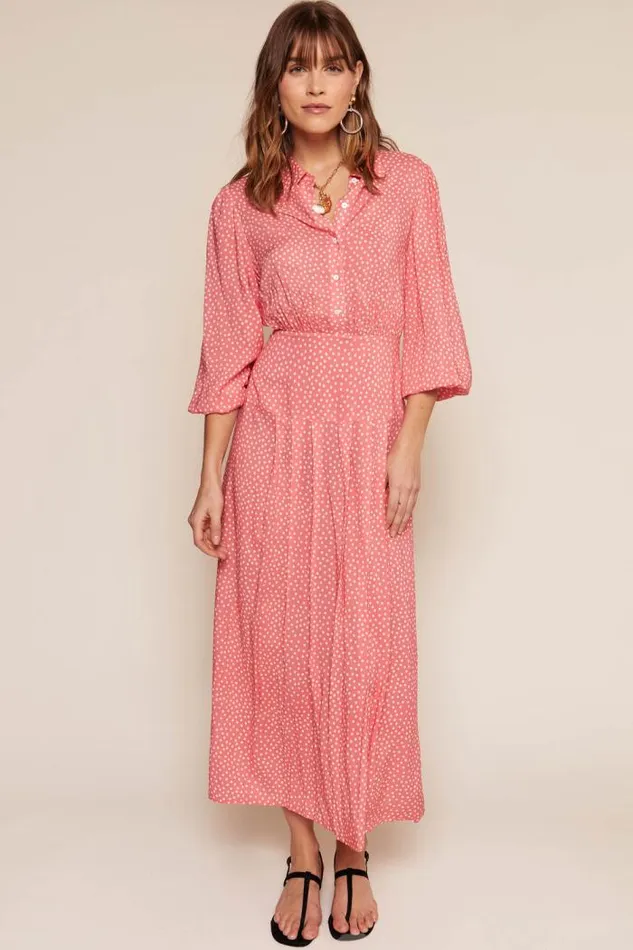 Rixo Dresses Women Izzy Shirt Dress Scatter Spot Coral