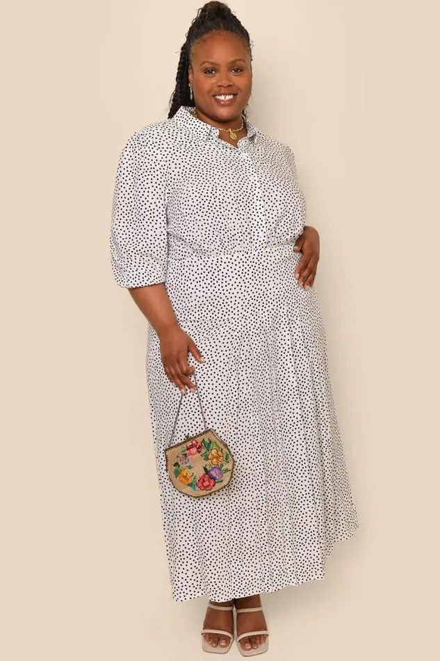 Rixo Dresses Women Izzy Shirt Dress White Mini Polka Dots