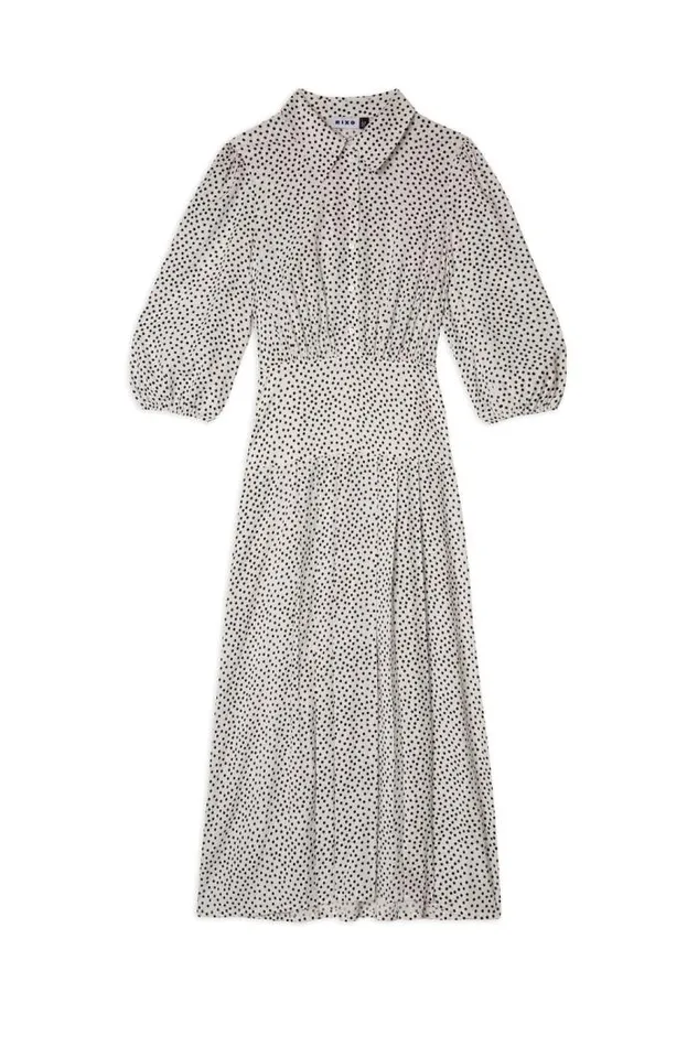 Rixo Dresses Women Izzy Shirt Dress White Mini Polka Dots