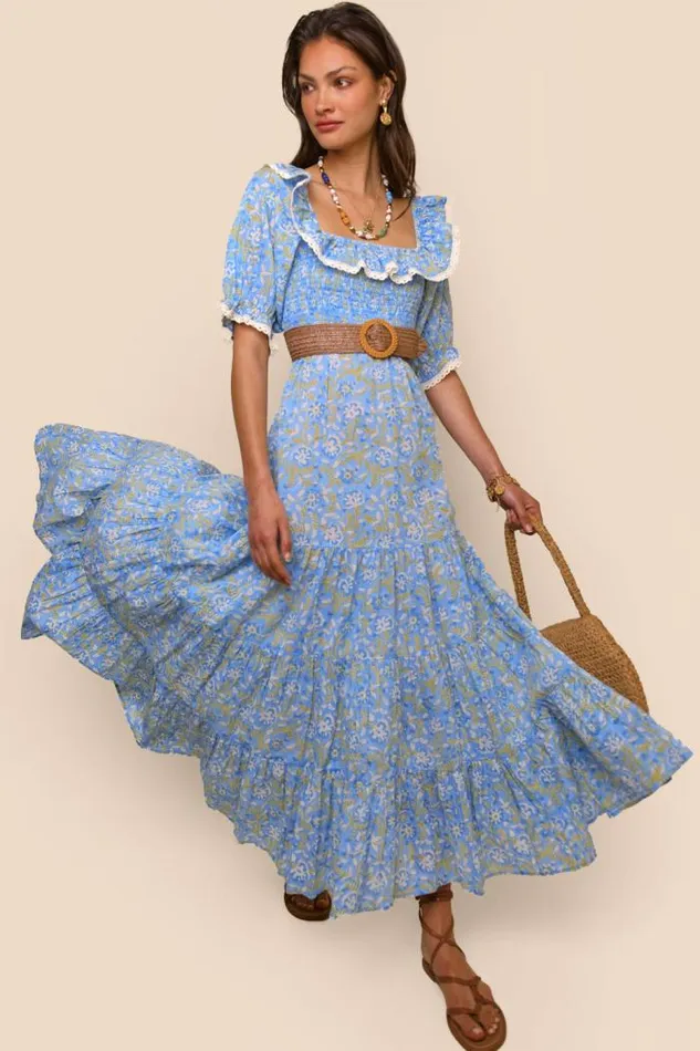 Rixo Dresses Women Joanie Cotton Nightdress Sarasa Blue