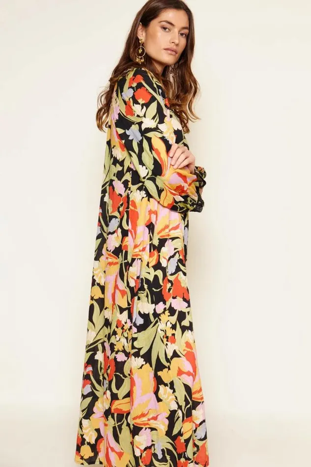 Rixo Dresses Women Kahlo Cotton Midi Dress Cece Floral Black