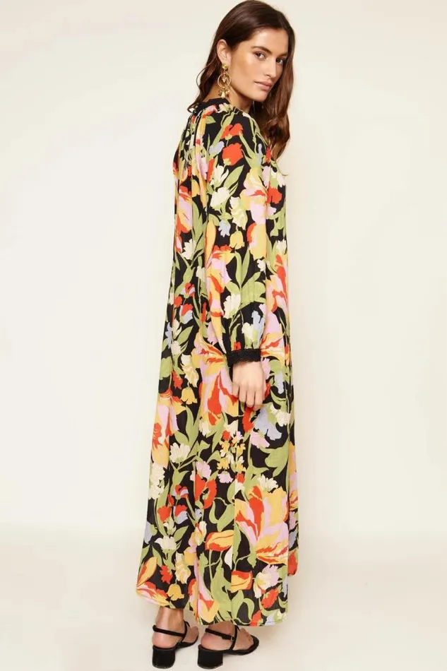 Rixo Dresses Women Kahlo Cotton Midi Dress Cece Floral Black