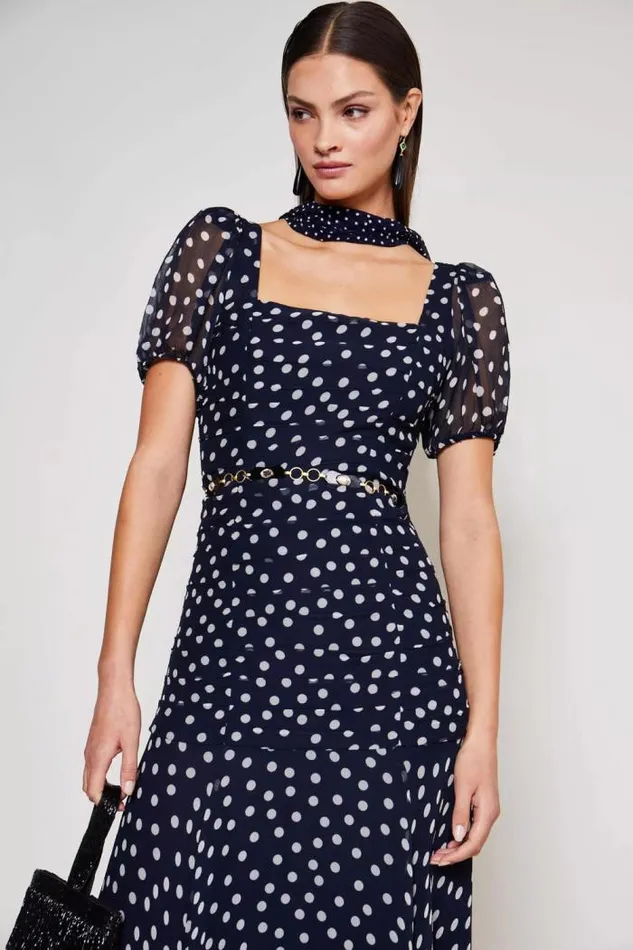 Rixo Dresses Women Leyane Maxi Dress Scatter Spot Navy