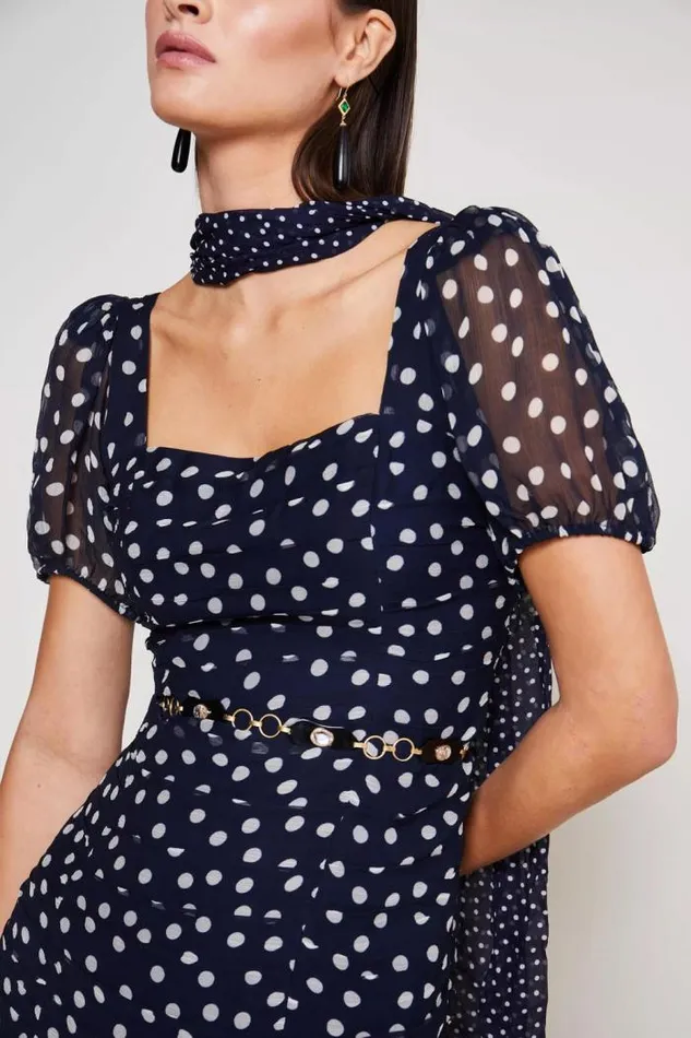Rixo Dresses Women Leyane Maxi Dress Scatter Spot Navy