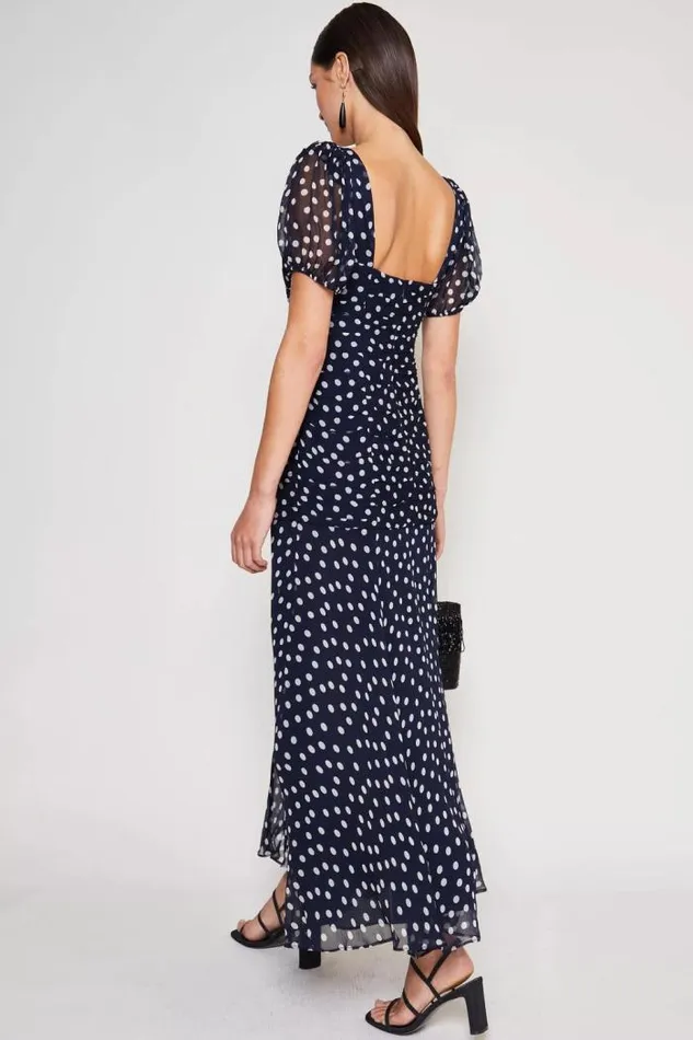 Rixo Dresses Women Leyane Maxi Dress Scatter Spot Navy