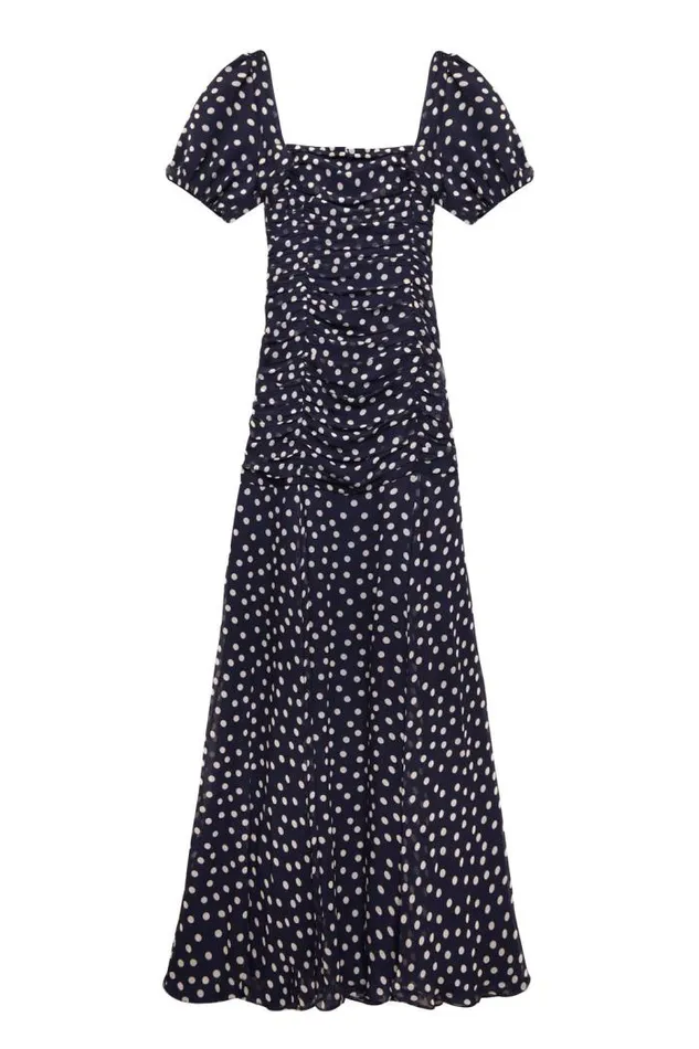 Rixo Dresses Women Leyane Maxi Dress Scatter Spot Navy