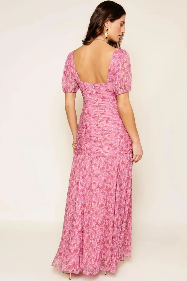 Rixo Dresses Women Leyanne Georgette Gown Shell Magenta