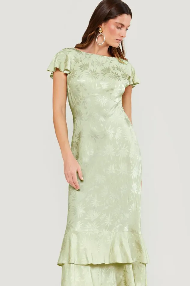 Rixo Dresses Women Liberty Midi Dress Daisy Jacquard Sage