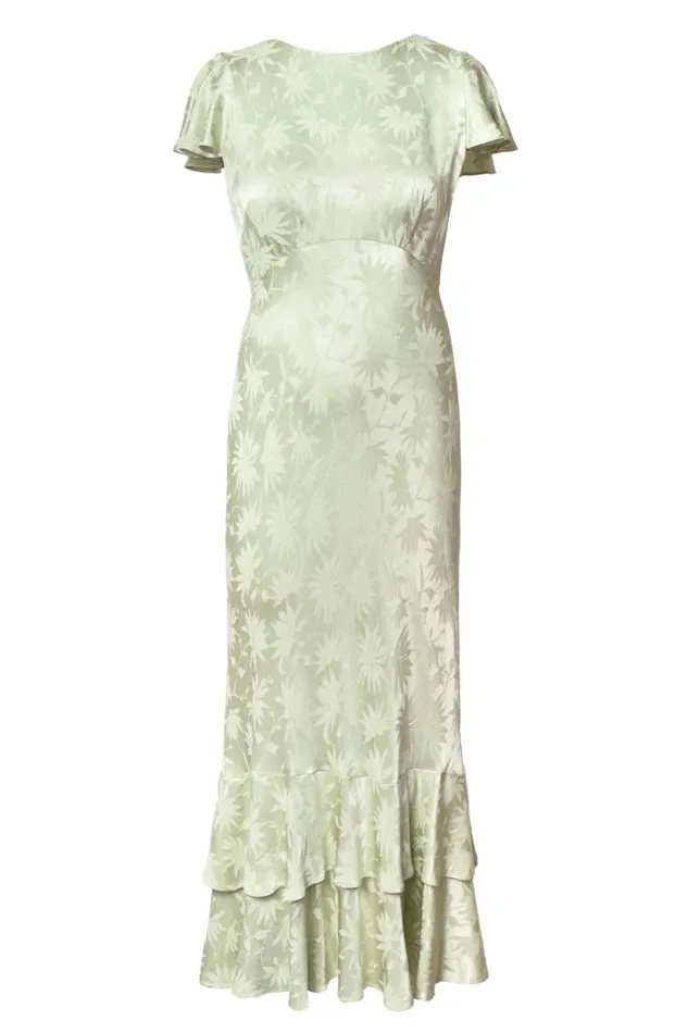Rixo Dresses Women Liberty Midi Dress Daisy Jacquard Sage