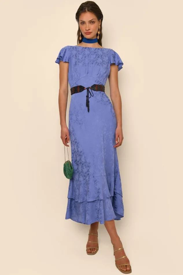 Rixo Dresses Women Liberty Tiered Midi Dress Lilac Jewel