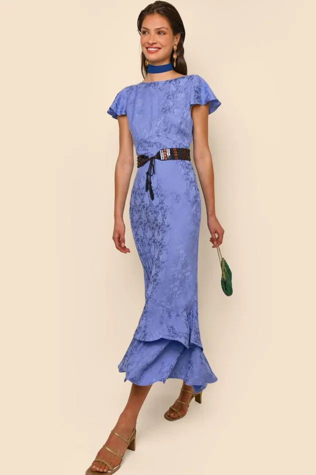 Rixo Dresses Women Liberty Tiered Midi Dress Lilac Jewel