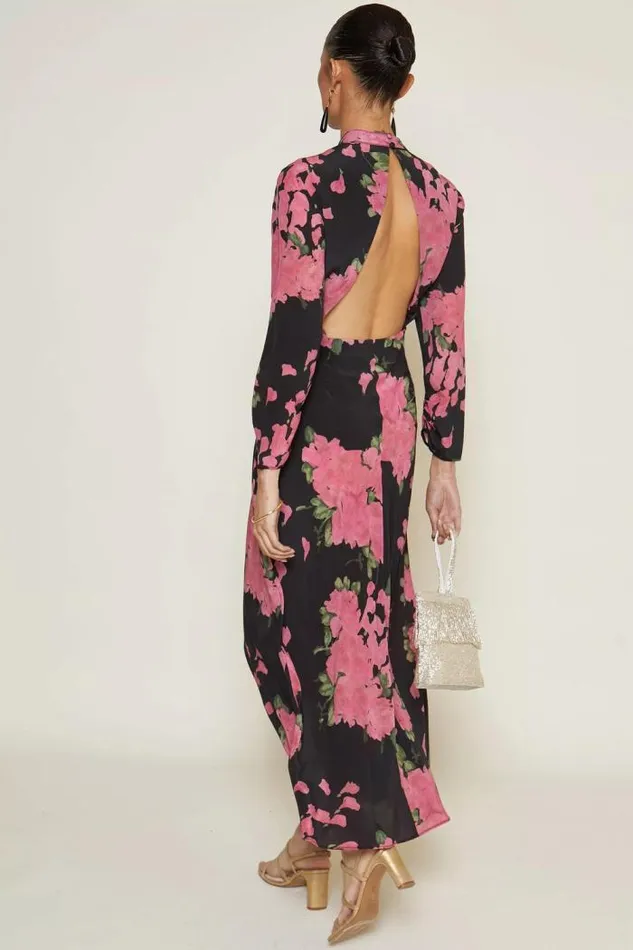 Rixo Dresses Women Lucy Silk Midi Dress Blossom Pink