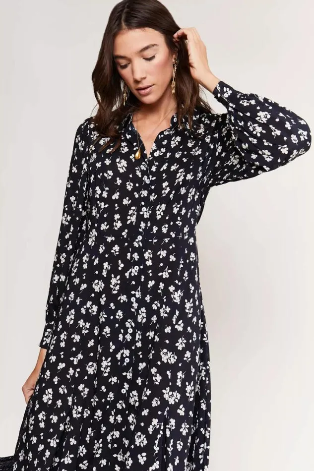 Rixo Dresses Women Maddison Shirt Dress Easy Floral Black